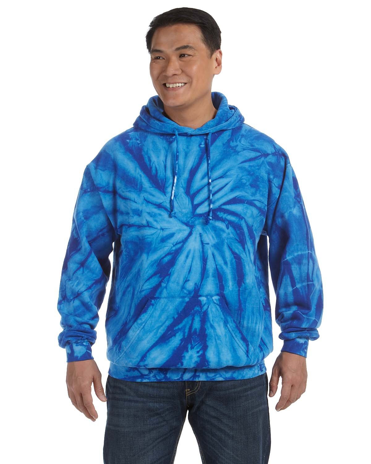 Tie-Dye Adult Tie-Dyed Pullover Hooded Sweatshirt SPIDER ROYAL