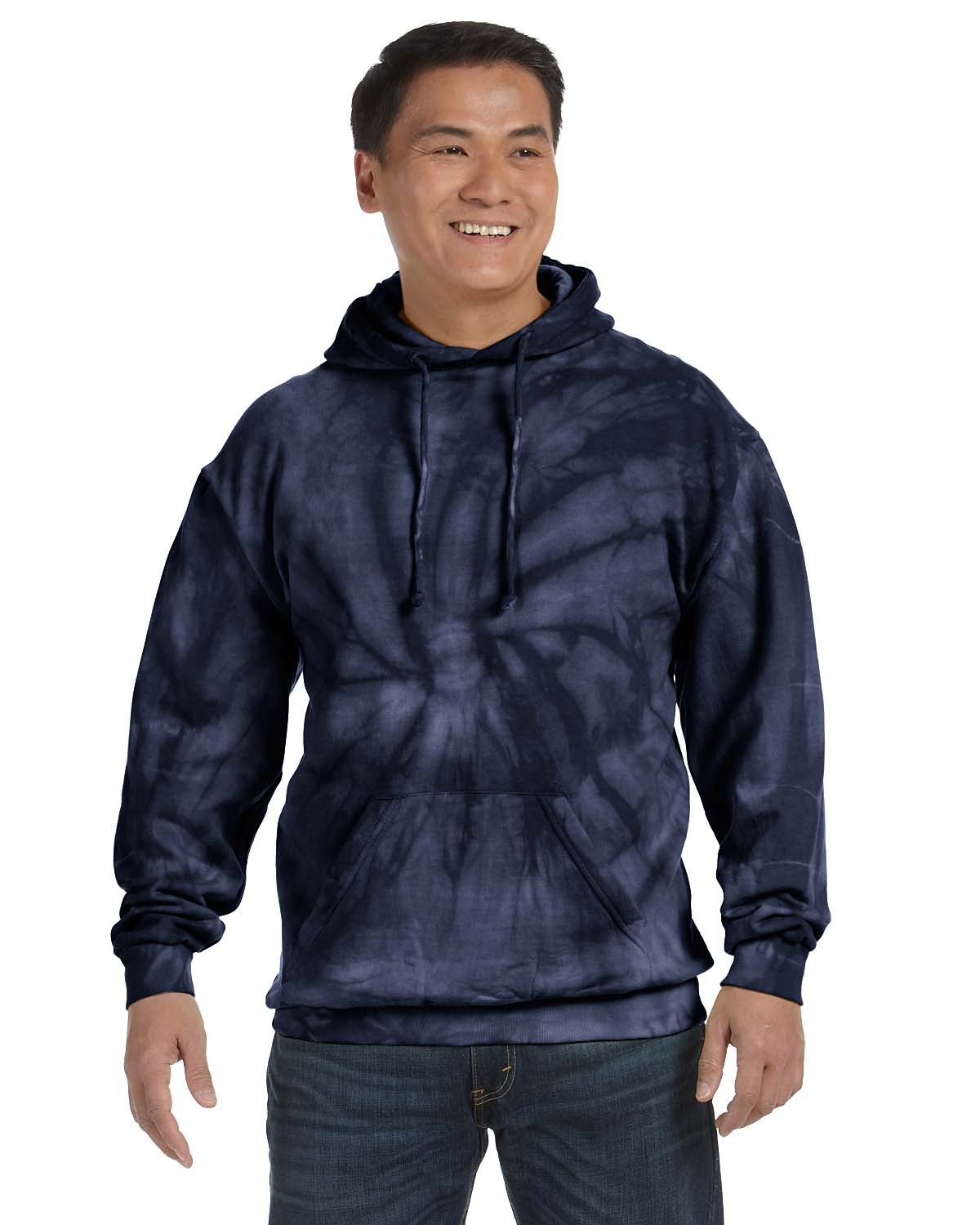 Tie-Dye Adult Tie-Dyed Pullover Hooded Sweatshirt SPIDER NAVY