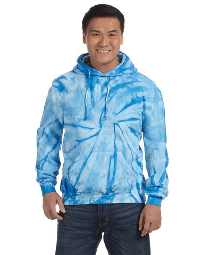 Tie-Dye Adult Tie-Dyed Pullover Hooded Sweatshirt SPIDER BABY BLUE