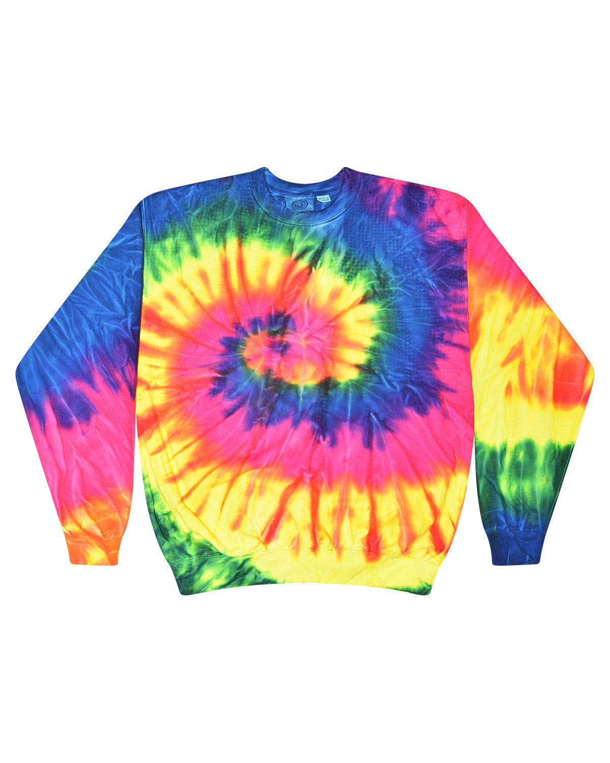 Tie-Dye Adult Crew Neck Sweatshirt NEON RAINBOW