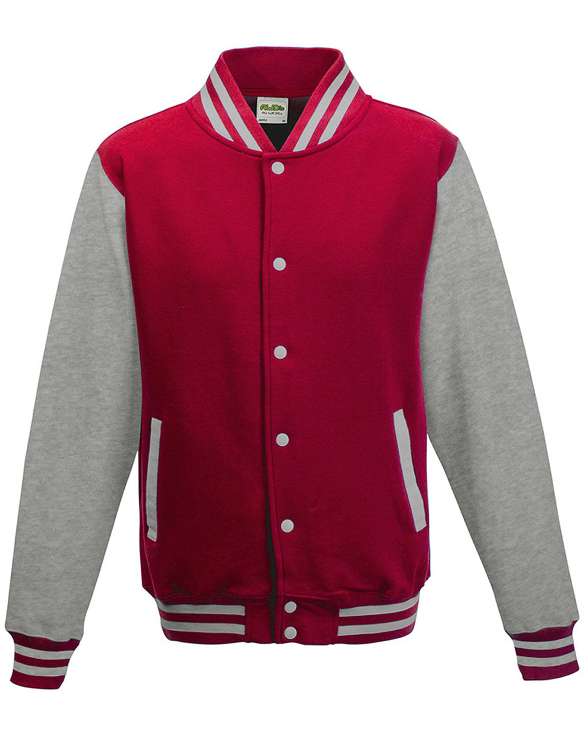 Just Hoods By AWDis Men's Heavyweight Letterman Jacket FIRE RD HTH GRY