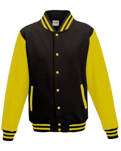 Just Hoods By AWDis Men's Heavyweight Letterman Jacket JT BLK SUN YLLW