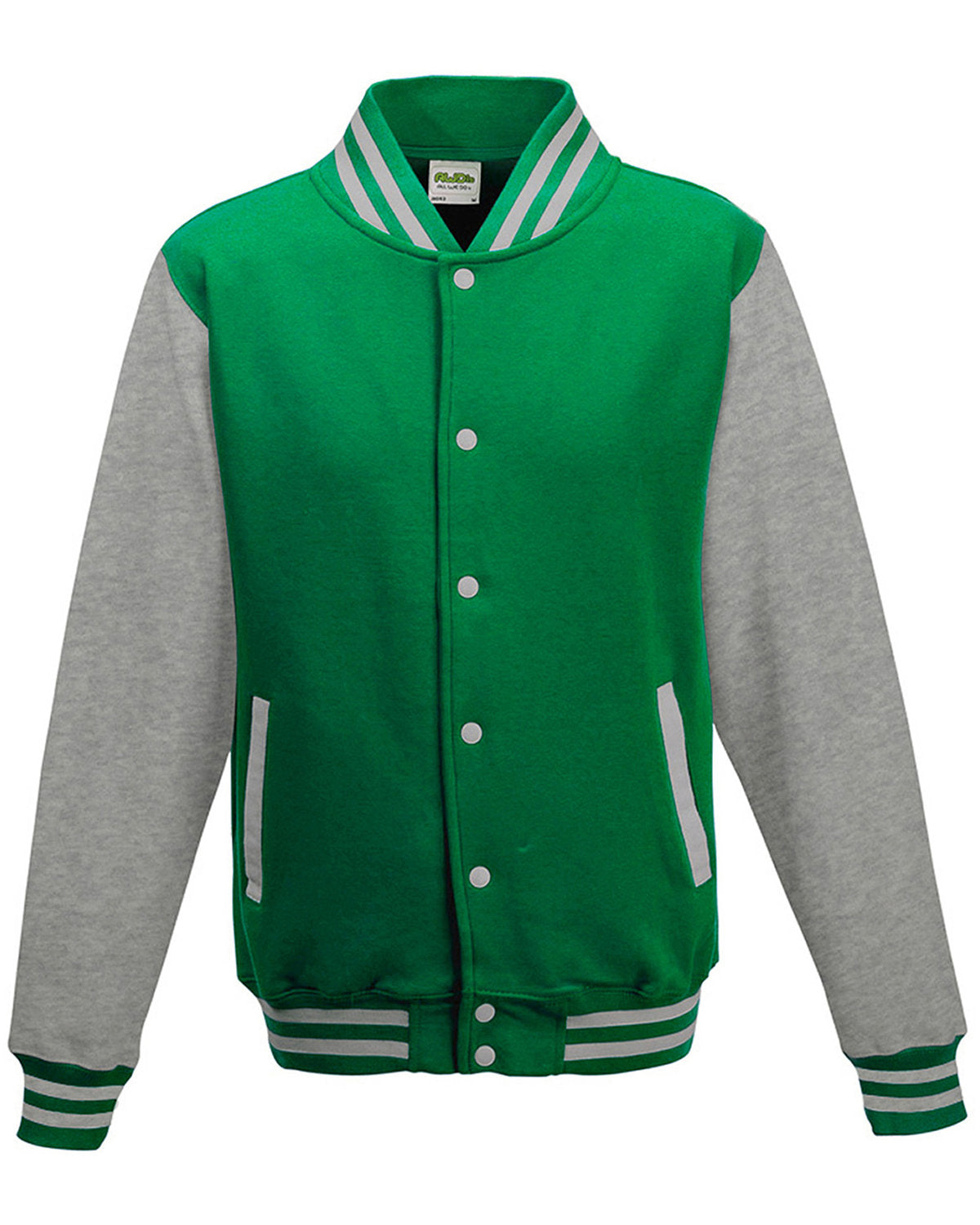 Just Hoods By AWDis Men's Heavyweight Letterman Jacket KLY GRN HT GRY