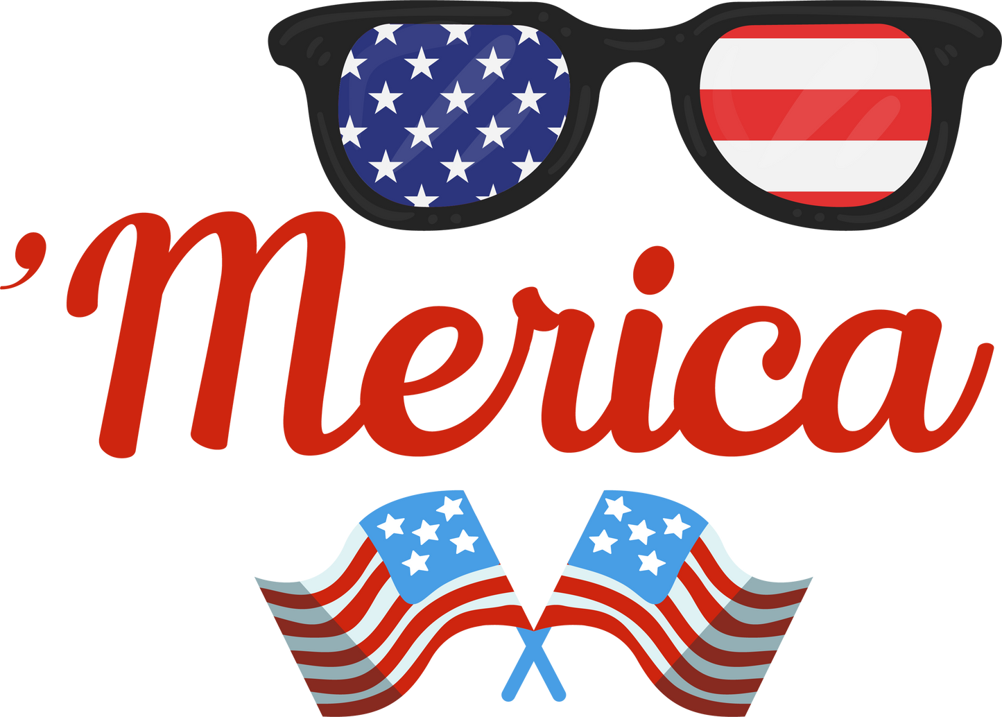 Merica Flag and Glasses 1165 Ready to Press DTF Transfer