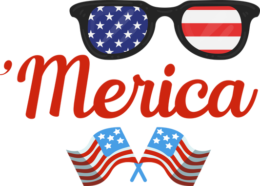 Merica Flag and Glasses 1165 Ready to Press DTF Transfer