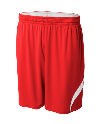 A4 Adult Performance Double Reversible Basketball Short SCARLET WHITE