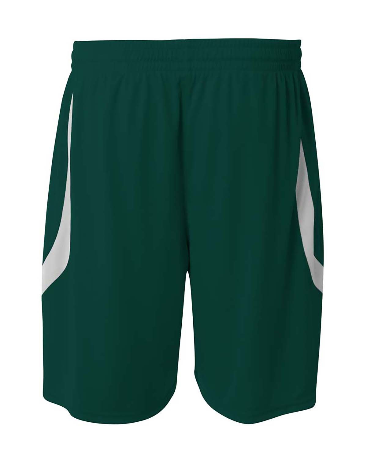 A4 Adult Performance Double Reversible Basketball Short FOREST WHITE