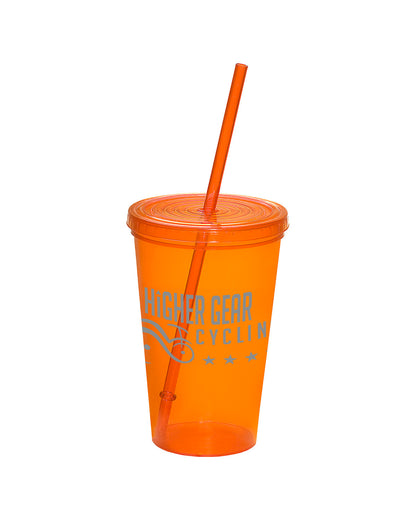 USA Made 20oz Econo Sturdy Sipper Tumbler TRANSLUCENT ORANGE