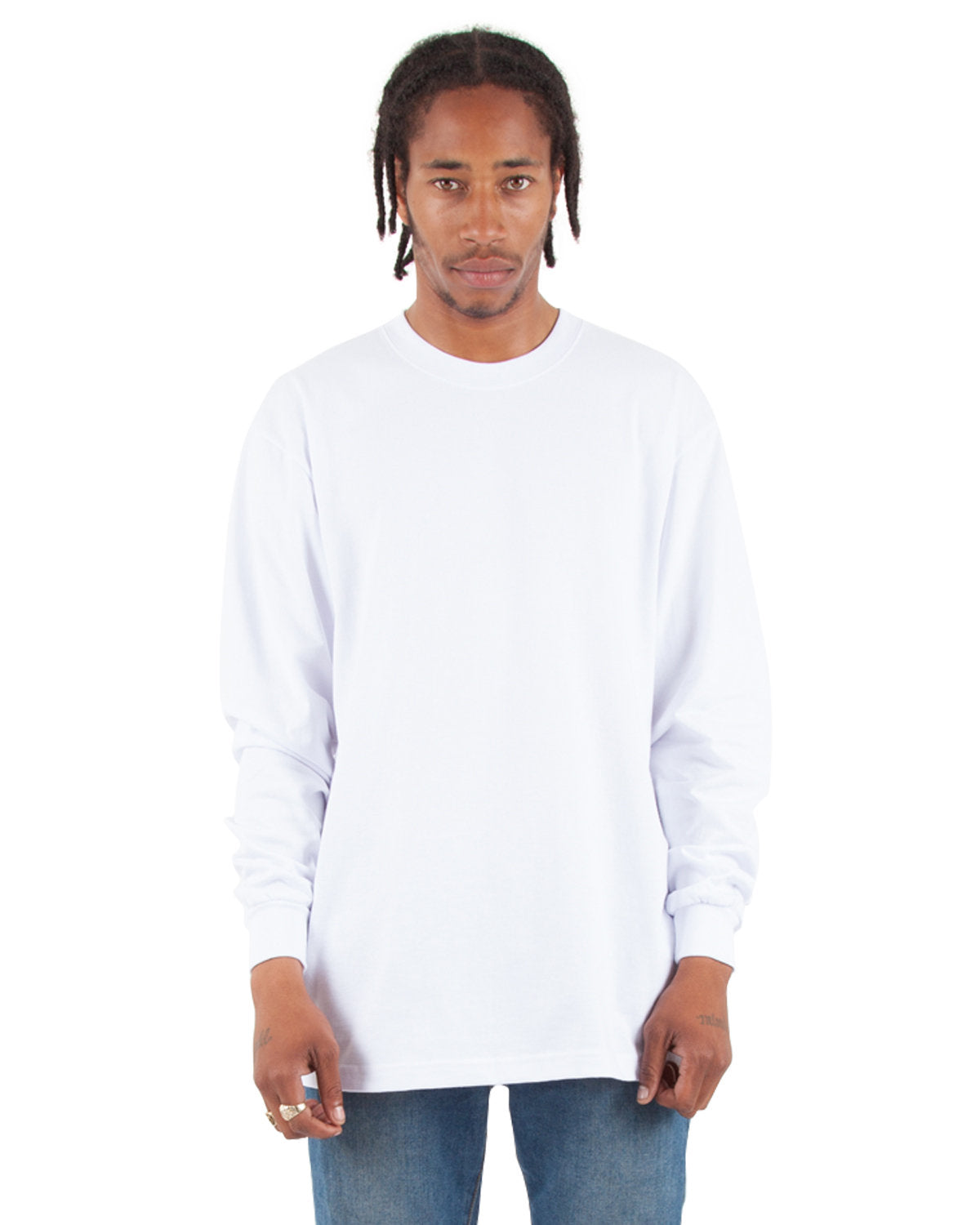 Shaka Wear Men's Tall Max Heavyweight Long-Sleeve T-Shirt WHITE