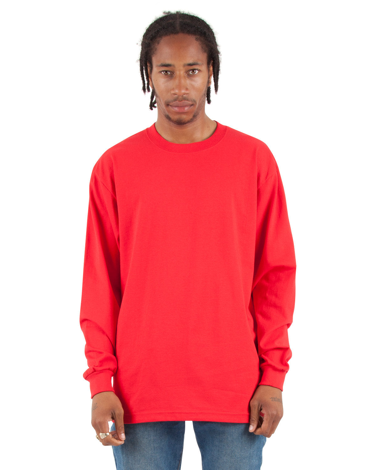 Shaka Wear Men's Tall Max Heavyweight Long-Sleeve T-Shirt RED