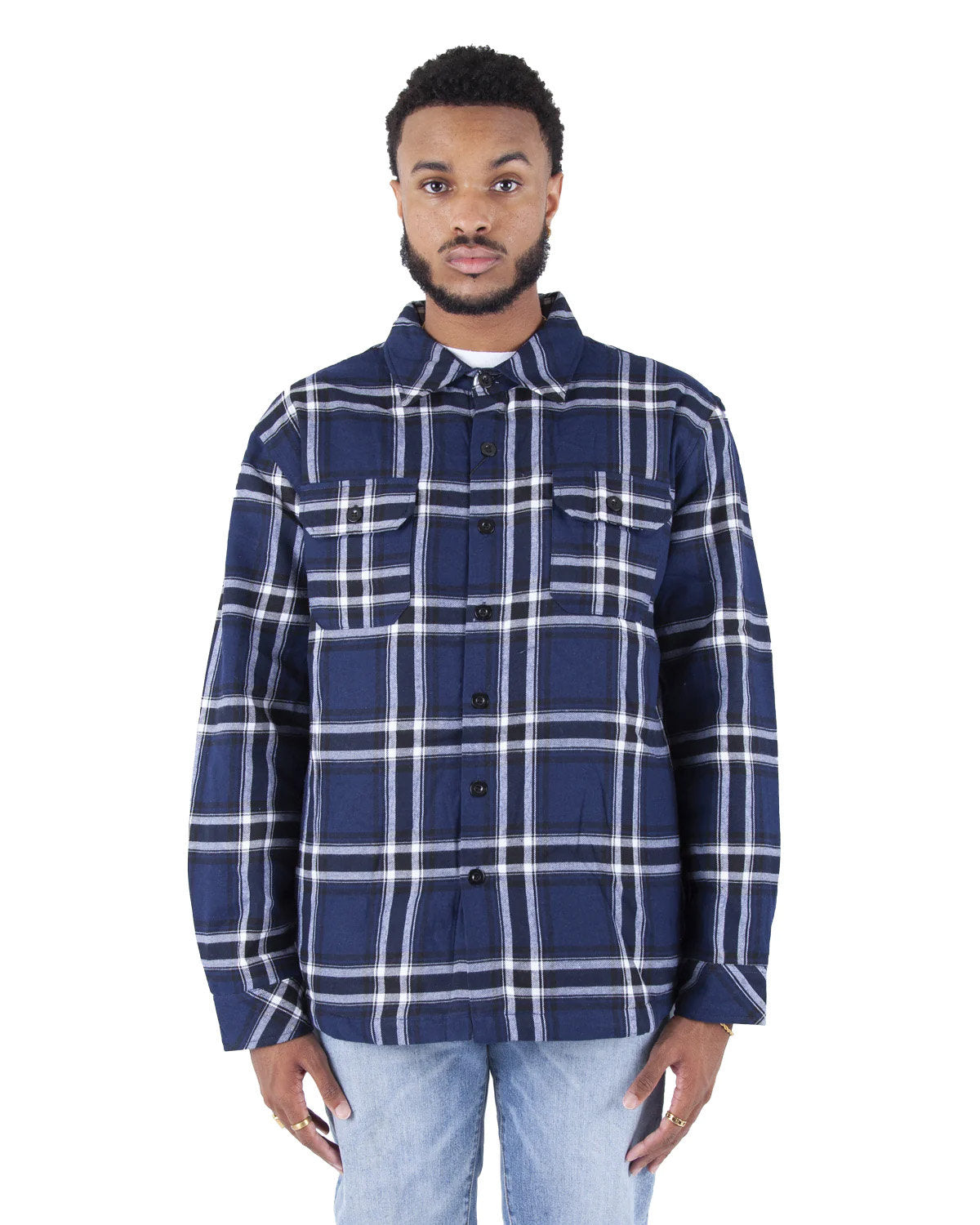 Shaka Wear Men's Plaid Flannel Jacket NAVY