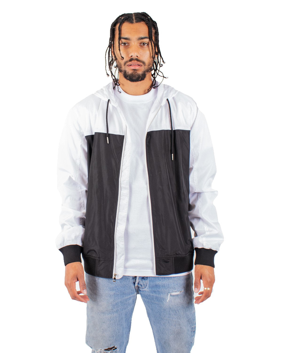 Shaka Wear Adult Windbreaker Jacket WHITE BLACK