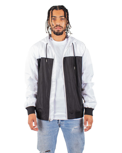 Shaka Wear Adult Windbreaker Jacket WHITE BLACK