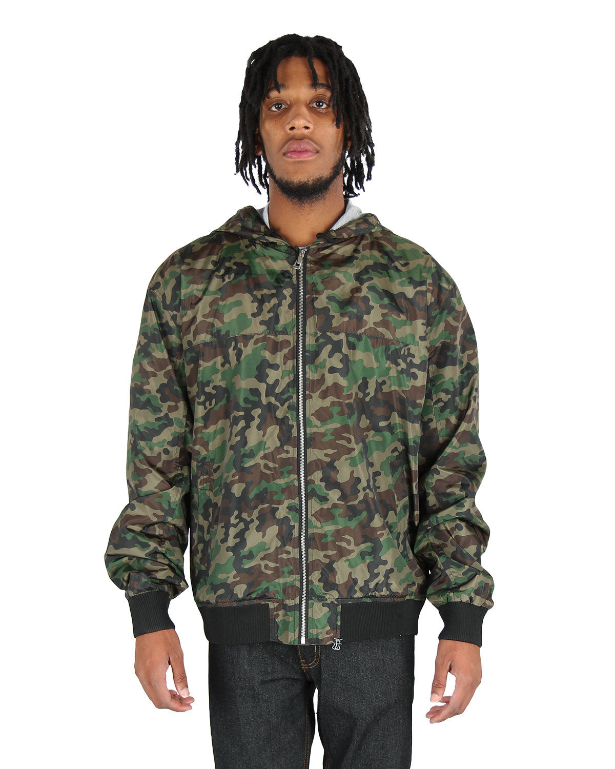 Shaka Wear Adult Windbreaker Jacket CAMO GREEN